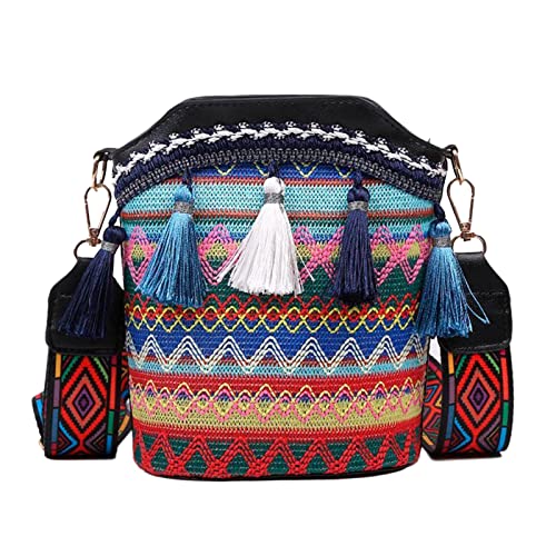 ZZHZGZ Umhängetaschen Damen Crossbody Bag Beliebte kausale Umhängetasche Frauen ethnische Quaste Sling Handtasche (Black, One Size) von ZZHZGZ