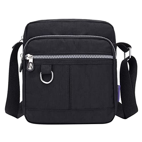 ZZHZGZ Umhängetaschen Damen Crossbody Bag Casual Nylon Geldbörse Handtasche Umhängetasche Wasserdichte Umhängetasche Handtasche für Frauen (Black, One Size) von ZZHZGZ