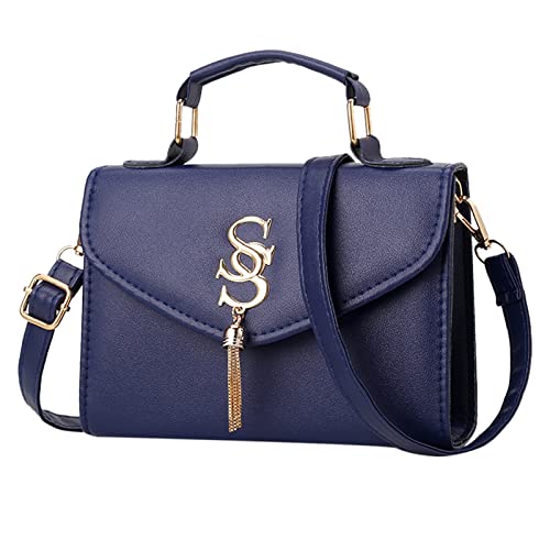 ZZHZGZ Umhängetaschen Damen Crossbody Bag Crossbody-Geldbörsen für Frauen, lässige Crossbody-Tasche, verstellbarer Riemen, Umhängetasche mit Quastendekoration (Dark Blue, One Size) von ZZHZGZ