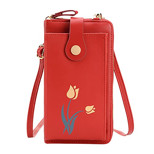 ZZHZGZ Umhängetaschen Damen Crossbody Bag Damen-Blumen-Mini-vertikale multifunktionale Handytasche Umhängetasche (RD1, One Size) von ZZHZGZ