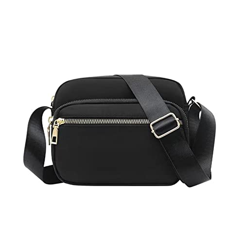 ZZHZGZ Umhängetaschen Damen Crossbody Bag Damen Klassische kleine Nylon Umhängetasche Handytasche Damen Leichte Messenger Sling Umhängetasche (Black, One Size) von ZZHZGZ