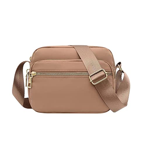 ZZHZGZ Umhängetaschen Damen Crossbody Bag Damen Klassische kleine Nylon Umhängetasche Handytasche Damen Leichte Messenger Sling Umhängetasche (Khaki, One Size) von ZZHZGZ