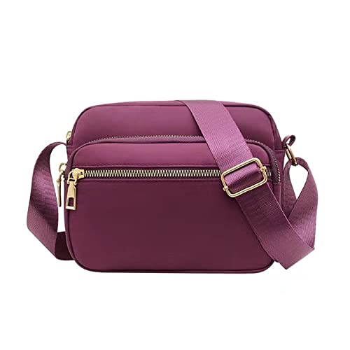 ZZHZGZ Umhängetaschen Damen Crossbody Bag Damen Klassische kleine Nylon Umhängetasche Handytasche Damen Leichte Messenger Sling Umhängetasche (Purple, One Size) von ZZHZGZ