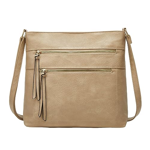 ZZHZGZ Umhängetaschen Damen Crossbody Bag Damen Weiches Retro Einfache Mode Kleine Quadratische Tasche Umhängetasche Handtasche Handtasche Große Kapazität Pocket Umhängetasche (Khaki, One Size) von ZZHZGZ