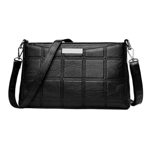 ZZHZGZ Umhängetaschen Damen Crossbody Bag Damentasche, Spleißen, quadratisch, einfache Mode, Damen-Umhängetasche, lässig, alles, kleine quadratische Tasche (Black, One Size) von ZZHZGZ