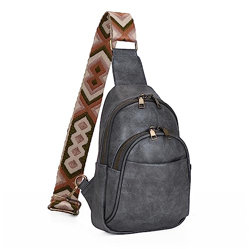 ZZHZGZ Umhängetaschen Damen Crossbody Bag Damentasche, modische Schultertasche, kleine Brusttasche, weiches, Retro-kleiner Rucksack (Grey, One Size) von ZZHZGZ