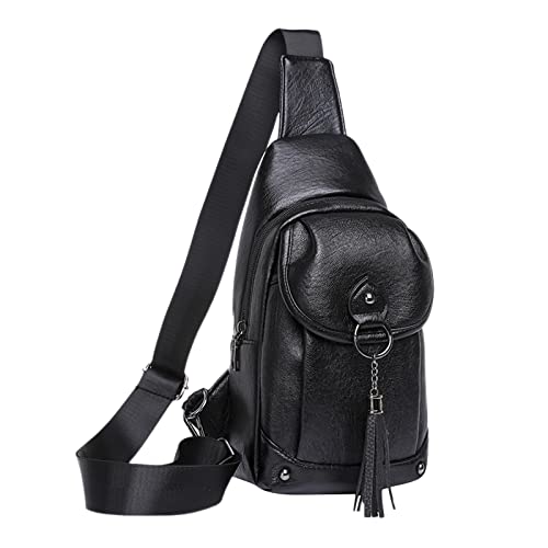 ZZHZGZ Umhängetaschen Damen Crossbody Bag Damentasche kann an USB angeschlossen werden. Umhängetasche aus modischem, weichem (Black, One Size) von ZZHZGZ