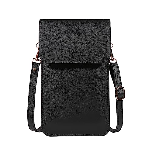 ZZHZGZ Umhängetaschen Damen Crossbody Bag Einfarbige Mini-Handytasche, koreanische Version der Sommer-einfachen, mehrschichtigen Umhängetasche weichem (Black, One Size) von ZZHZGZ