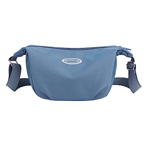 ZZHZGZ Umhängetaschen Damen Crossbody Bag Frauen Eine Schulter Umhängetasche Nylon Tuch Tasche Frauen Tasche Einfache Feste Farbe Leichte Schulter Tasche (Blue, One Size) von ZZHZGZ