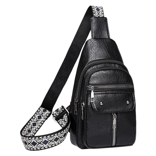 ZZHZGZ Umhängetaschen Damen Crossbody Bag Frauen Schulter Tasche Mode Muster Einfache Feste Farbe Große Kapazität Praktische Umhängetasche (Black, One Size) von ZZHZGZ