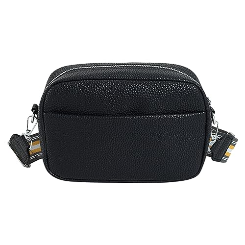 ZZHZGZ Umhängetaschen Damen Crossbody Bag Frauen Schulter Tasche Mode Muster Einfache Feste Farbe Vielseitig Große Kapazität Praktische Umhängetasche (Black, One Size) von ZZHZGZ