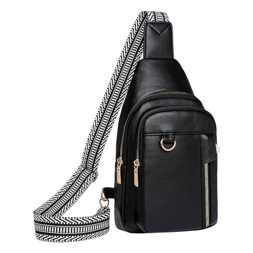 ZZHZGZ Umhängetaschen Damen Crossbody Bag Frauen Schulter Tasche Modische Muster Einfache Feste Farbe Große Kapazität Praktische Bequeme Casual Umhängetasche (Black, One Size) von ZZHZGZ