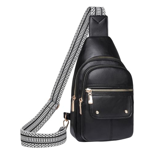 ZZHZGZ Umhängetaschen Damen Crossbody Bag Frauen Schulter Tasche Modische Muster Einfache Feste Farbe Praktische Große Kapazität Casual Umhängetasche (Black, One Size) von ZZHZGZ