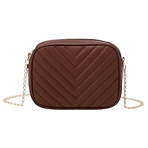 ZZHZGZ Umhängetaschen Damen Crossbody Bag Frauen Umhängetasche Mode Einfache Streifen Trend Kette Umhängetasche Geldbörse Praktisch (Coffee, One Size) von ZZHZGZ