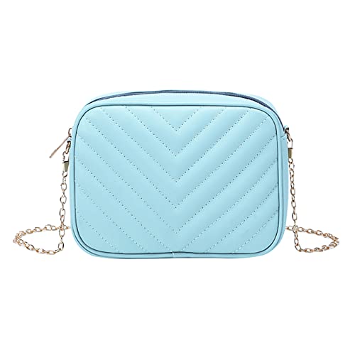 ZZHZGZ Umhängetaschen Damen Crossbody Bag Frauen Umhängetasche Mode Einfache Streifen Trend Kette Umhängetasche Geldbörse Praktisch (Sky Blue, One Size) von ZZHZGZ