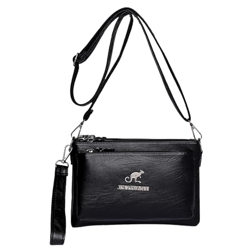 ZZHZGZ Umhängetaschen Damen Crossbody Bag Frauen Umhängetasche Mode Muster Einfache Layered Praktische Handtasche Messenger Tasche (Black, One Size) von ZZHZGZ