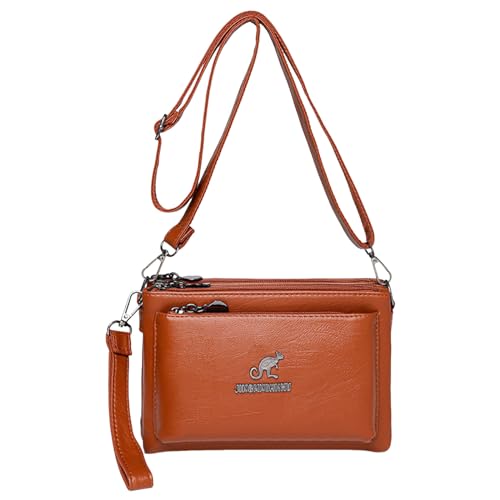 ZZHZGZ Umhängetaschen Damen Crossbody Bag Frauen Umhängetasche Mode Muster Einfache Layered Praktische Handtasche Messenger Tasche (Brown, One Size) von ZZHZGZ