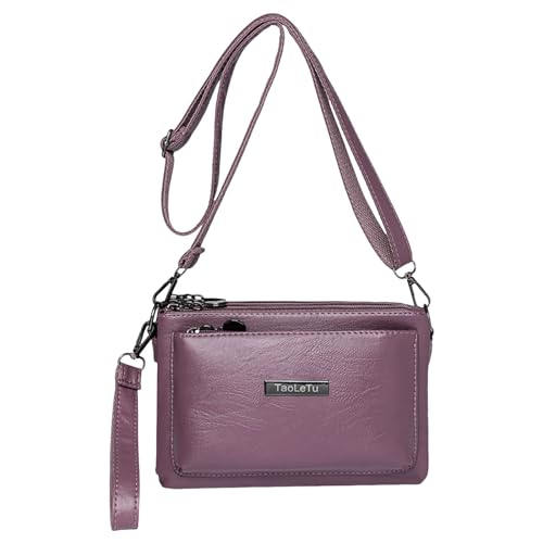 ZZHZGZ Umhängetaschen Damen Crossbody Bag Frauen Umhängetasche Mode Muster Einfache Layered Praktische Handtasche Messenger Tasche (Purple, One Size) von ZZHZGZ