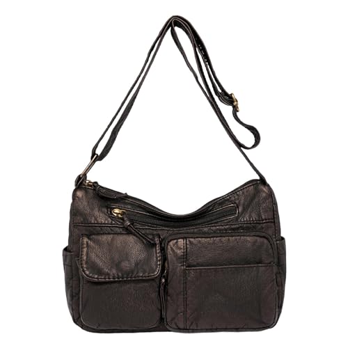 ZZHZGZ Umhängetaschen Damen Crossbody Bag Frauen Umhängetasche Modische Retro Einfarbig Große Kapazität Praktische Vielseitige Casual Messenger Tasche (Gold, One Size) von ZZHZGZ