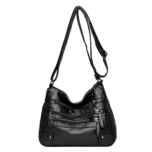 ZZHZGZ Umhängetaschen Damen Crossbody Bag Frauen weiches Umhängetaschen mehrschichtige klassische Umhängetasche Luxus-Designer-Handtasche Geldbörse (Black, One Size) von ZZHZGZ