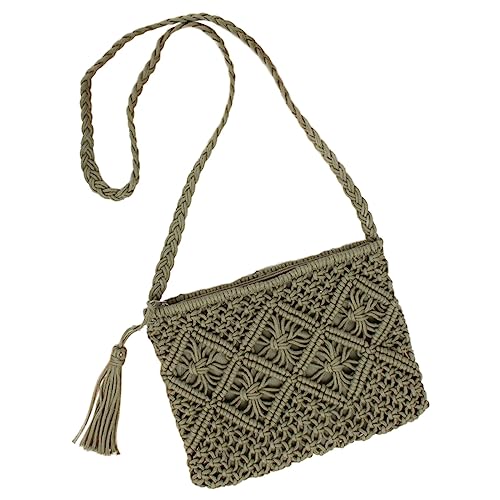 ZZHZGZ Umhängetaschen Damen Crossbody Bag Handgewebte Umhängetasche für Damen, Sommer-Strand-Clutch, gewebte, handgefertigte Schultertasche (Green, One Size) von ZZHZGZ