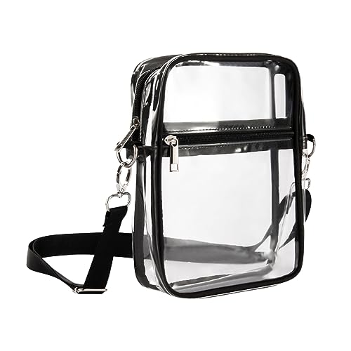 ZZHZGZ Umhängetaschen Damen Crossbody Bag Herren- Damen-Umhängetasche, modisches Muster, einfacher transparenter Reißverschluss, abnehmbarer Schultergurt, bequem lässig (Black, One Size) von ZZHZGZ