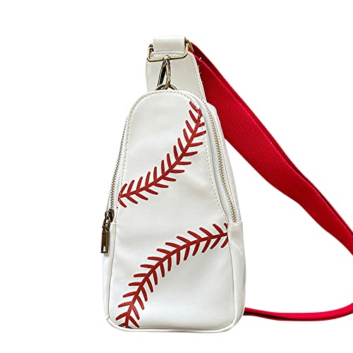 ZZHZGZ Umhängetaschen Damen Crossbody Bag Männer Frauen Baseball Umhängetasche Brusttasche Sport Baseball Umhängetasche (White, One Size) von ZZHZGZ