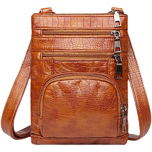 ZZHZGZ Umhängetaschen Damen Crossbody Bag Mehrschichtige Mini-Umhängetasche mit einer Schulter Damen-Geldbörse (Brown, One Size) von ZZHZGZ