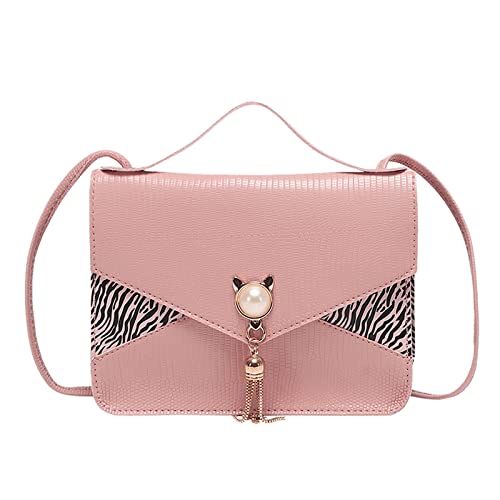 ZZHZGZ Umhängetaschen Damen Crossbody Bag Mode Frauen Kunstleder Quaste Tasche Handytasche Umhängetasche Messenger Bag Handytasche (Pink, One Size) von ZZHZGZ