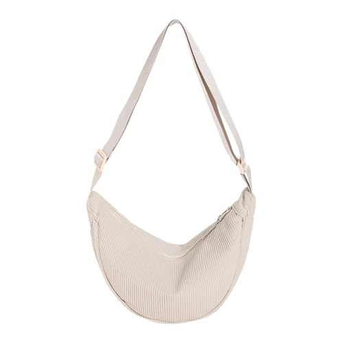 ZZHZGZ Umhängetaschen Damen Crossbody Bag Modische, einfarbige Cordulet-Umhängetasche für Damen, Knödeltasche, leichte Unterarmtasche, einzelne Schultertasche Segeltuch (Beige, One Size) von ZZHZGZ