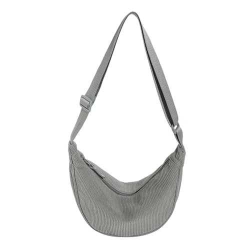 ZZHZGZ Umhängetaschen Damen Crossbody Bag Modische, einfarbige Cordulet-Umhängetasche für Damen, Knödeltasche, leichte Unterarmtasche, einzelne Schultertasche Segeltuch (Grey, One Size) von ZZHZGZ