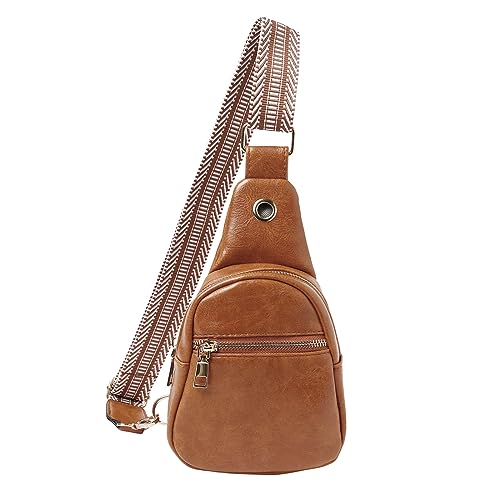 ZZHZGZ Umhängetaschen Damen Crossbody Bag Modische Brusttasche, weiches, Textur, Umhängetasche, große Kapazität, einfache Retro-Umhängetasche, Reisetasche (Brown, One Size) von ZZHZGZ