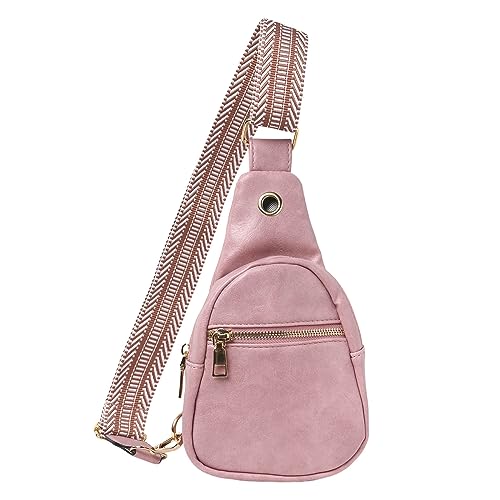 ZZHZGZ Umhängetaschen Damen Crossbody Bag Modische Brusttasche, weiches, Textur, Umhängetasche, große Kapazität, einfache Retro-Umhängetasche, Reisetasche (Pink, One Size) von ZZHZGZ