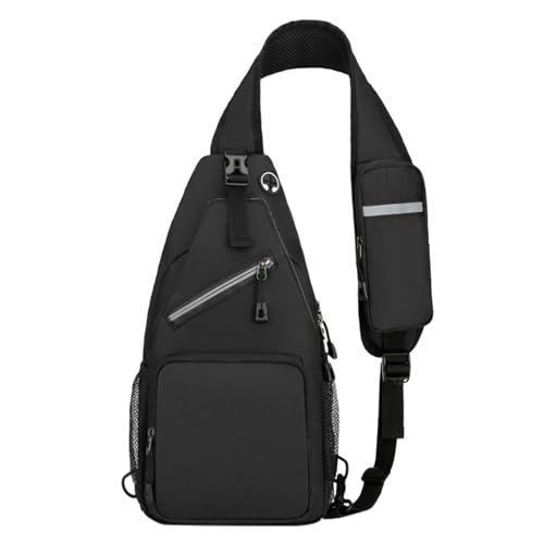 ZZHZGZ Umhängetaschen Damen Crossbody Bag Outdoor Sling Bag Body Bag Trendige Umhängetasche Brusttasche mit verstellbarem Gitarrengurt für Reisen (Black, One Size) von ZZHZGZ