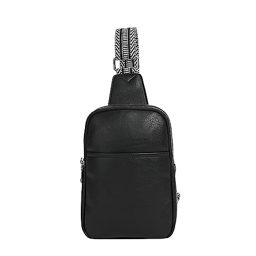 ZZHZGZ Umhängetaschen Damen Crossbody Bag Umhängetasche für Damen, veganes, Gürteltasche, Umhängetaschen, Brusttasche für Damen (Black, One Size) von ZZHZGZ