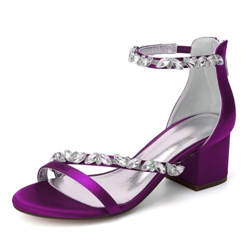 ZZQCCHL Damen Offene Spitze Brautkleid Schuhe Chunky Heels Satin Brautsandalen Knöchelriemen Party Ballschuhe mit Reißverschluss,Lila,43 EU ZZQCCHL Damen Offene Spitze Brautkleid Schuhe Chunky Heels Satin Brautsandalen Knöchelriemen Party Ballschuhe mit Reißverschluss,Lila,43 EU von ZZQCCHL