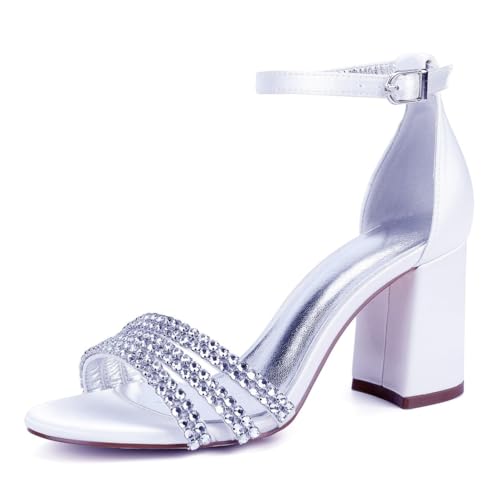 ZZQCCHL Damen Offene Spitze Satin Brautschuhe für Hochzeit Chunky Block Heel Court Schuhe Abend Abschlussball Sandalen,Weiß,43 EU ZZQCCHL Damen Offene Spitze Satin Brautschuhe für Hochzeit Chunky Block Heel Court Schuhe Abend Abschlussball Sandalen,Weiß,43 EU von ZZQCCHL