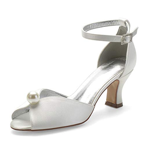 ZZQCCHL Damen Peep Toe Brautschuhe Knöchelriemen Kitten Heels Brautkleid Pumps Abendpartys Sandalen mit Perle,Elfenbein,43 EU ZZQCCHL Damen Peep Toe Brautschuhe Knöchelriemen Kitten Heels Brautkleid Pumps Abendpartys Sandalen mit Perle,Elfenbein,43 EU von ZZQCCHL