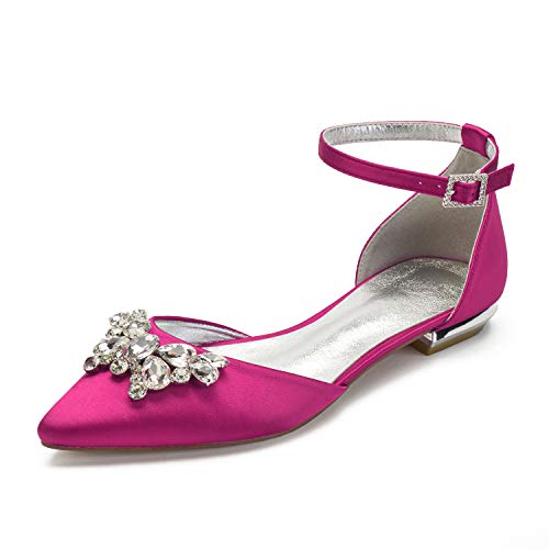 ZZQCCHL Damen Satin Braut Ballerinas Weiß Knöchelriemen Brautkleid Schuhe Spitze Zeh Ballerinas Schuhe,Fuchsia,37 EU ZZQCCHL Damen Satin Braut Ballerinas Weiß Knöchelriemen Brautkleid Schuhe Spitze Zeh Ballerinas Schuhe,Fuchsia,37 EU von ZZQCCHL