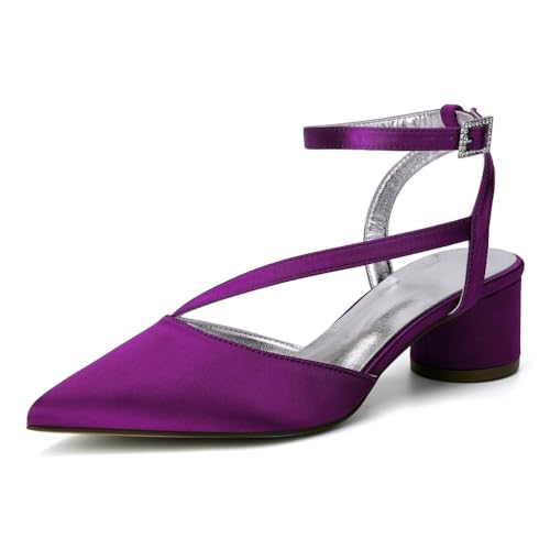ZZQCCHL Damen Satin Knöchelriemen Brautschuhe Slingback Spitze Spitze Brautkleid Sandalen Abschlussball Party Court Pumps,Lila,40 EU ZZQCCHL Damen Satin Knöchelriemen Brautschuhe Slingback Spitze Spitze Brautkleid Sandalen Abschlussball Party Court Pumps,Lila,40 EU von ZZQCCHL