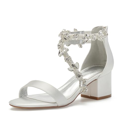 ZZQCCHL Frauen Satin Block Absatz Sandalen Knöchelriemen Offene Spitze Hochzeit Pumps Abend Party Kleid Schuhe,Elfenbein,37 EU ZZQCCHL Frauen Satin Block Absatz Sandalen Knöchelriemen Offene Spitze Hochzeit Pumps Abend Party Kleid Schuhe,Elfenbein,37 EU von ZZQCCHL