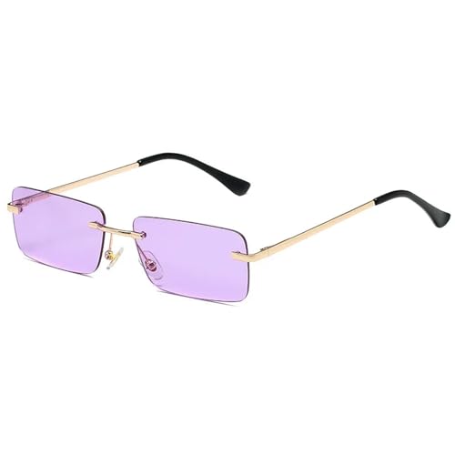 ZZZOLX Sonnenbrille herren Räderne Rechteckige Sonnenbrille Für Männer Und Frauen Kleiner Rahmen Quadratischer Sonnenbrillen Sommer Mehrfarbige Outdoor-Brillen.-Helles Lila von ZZZOLX