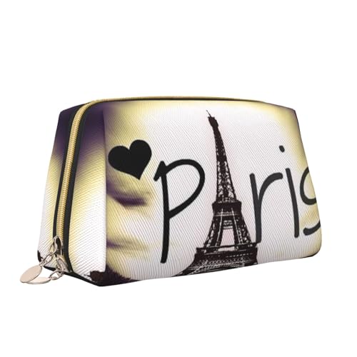 Eiffelturm Love Paris Print Make-up-Tasche, tragbar, vielseitig, Kulturbeutel, große Kapazität, Kosmetiktasche für Damen, weiß, Einheitsgröße, Kulturbeutel von ZaKhs