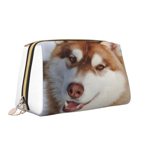 Huskies Make-up-Tasche, tragbar, vielseitig, Kulturbeutel, große Kapazität, Kosmetiktasche für Damen, weiß, Einheitsgröße, Kulturbeutel von ZaKhs