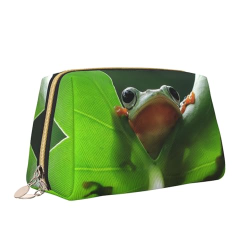 ZaKhs Kosmetiktasche mit niedlichem Frosch-Aufdruck, tragbar, vielseitig, Kulturbeutel, große Kapazität, Kosmetiktasche für Damen, weiß, Einheitsgröße, Kulturbeutel von ZaKhs