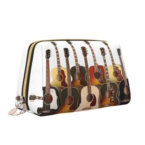 Make-up-Tasche mit Gitarren-Druck, tragbar, vielseitig, Kulturbeutel, große Kapazität, Kosmetiktasche für Damen, weiß, Einheitsgröße, Kulturbeutel von ZaKhs