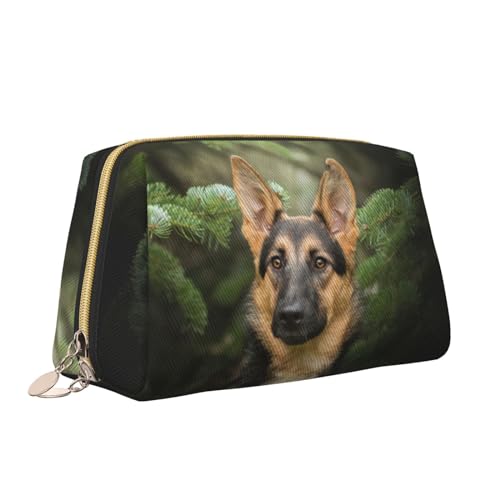 Make-up-Tasche mit deutschem Schäferhund, tragbar, vielseitig, Kulturbeutel, große Kapazität, Kosmetiktasche für Damen, weiß, Einheitsgröße, Kulturbeutel von ZaKhs