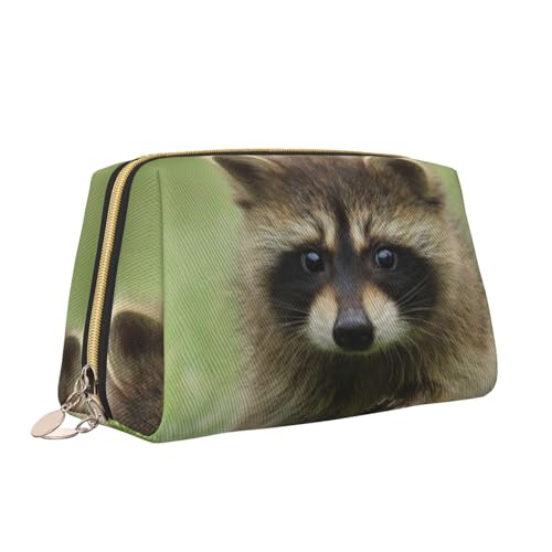 Make-up-Tasche mit niedlichem Waschbär-Druck, tragbar, vielseitig, Kulturbeutel, große Kapazität, Kosmetiktasche für Damen, weiß, Einheitsgröße, Kulturbeutel von ZaKhs