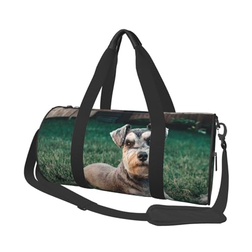 Reisetasche mit Schnauzer-Hunde-Aufdruck, mit Tasche und verstellbarem Riemen, große Sporttasche, modische Yoga-Tasche für Damen und Herren, Schwarz , Einheitsgröße von ZaKhs