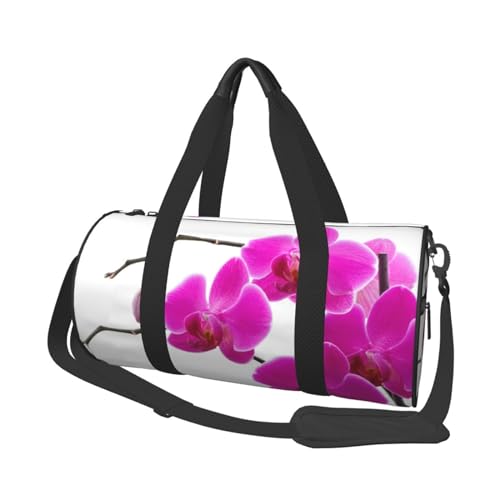 Reisetasche mit rosa Lilien-Blumendruck, mit Tasche und verstellbarem Riemen, große Sporttasche, modische Yoga-Tasche für Damen und Herren, Schwarz , Einheitsgröße von ZaKhs